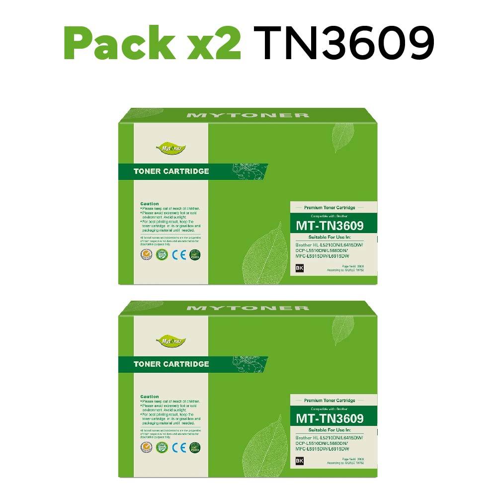 Pack x2 Toner Brother TN-3609 alternativo