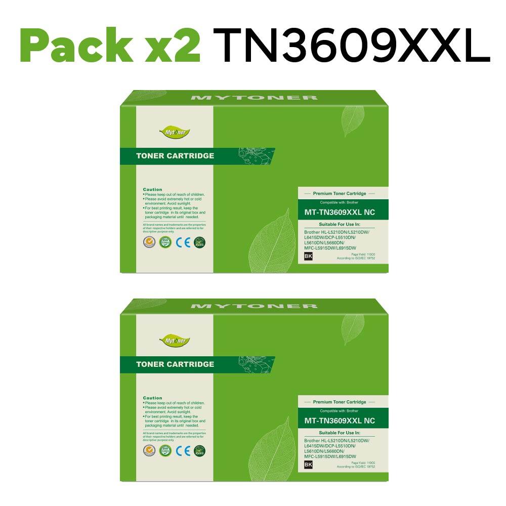 Pack x2 Toner Brother TN-3609XL alternativo